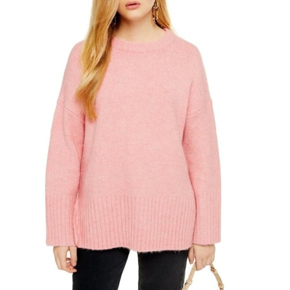 TOPSHOP Supersoft Deep Hem Crewneck Sweater